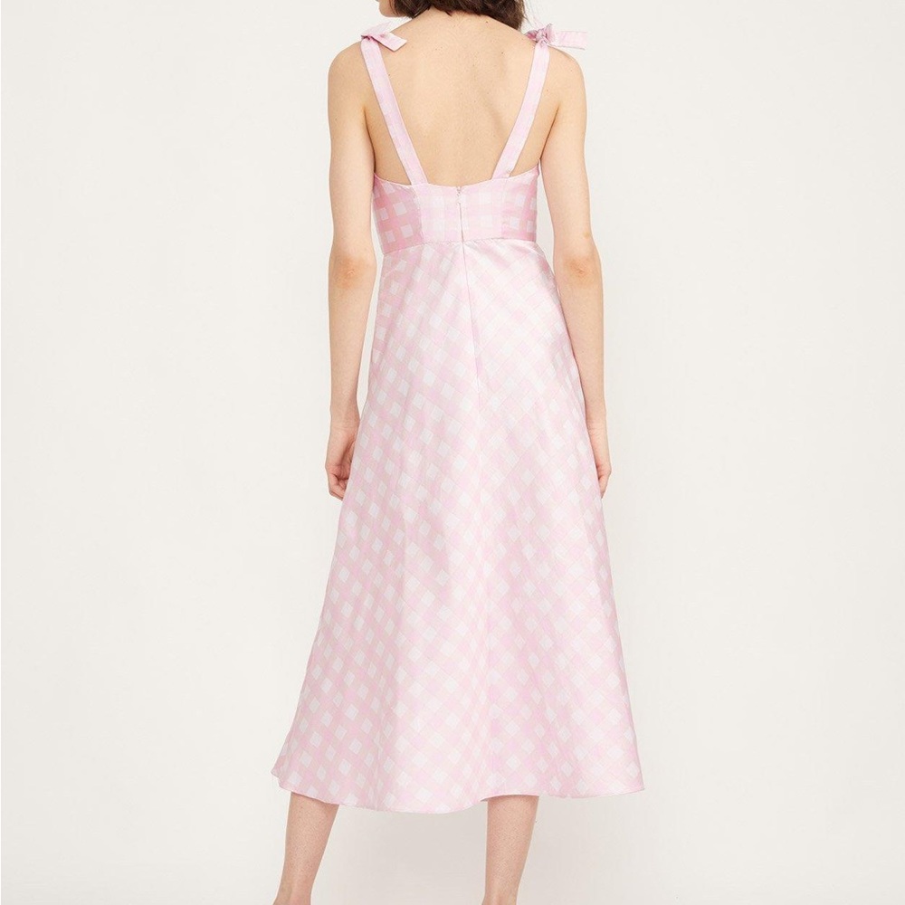 EUC Cynthia Rowley Easton Pink Gingham Midi Dress Sz 6